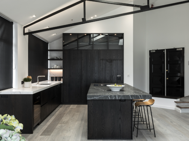 Marmotec Pietra del Cardoso Venato island top, Alarti Pura marble benchtops